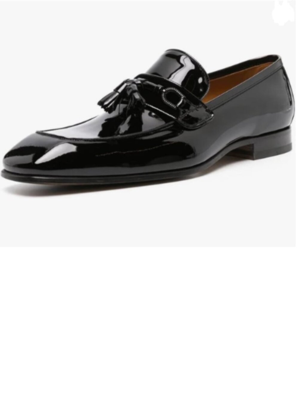 FOWT Black Men Glossy Square Toe Tassels Decor Loafers Low Heel Slip On Shoes